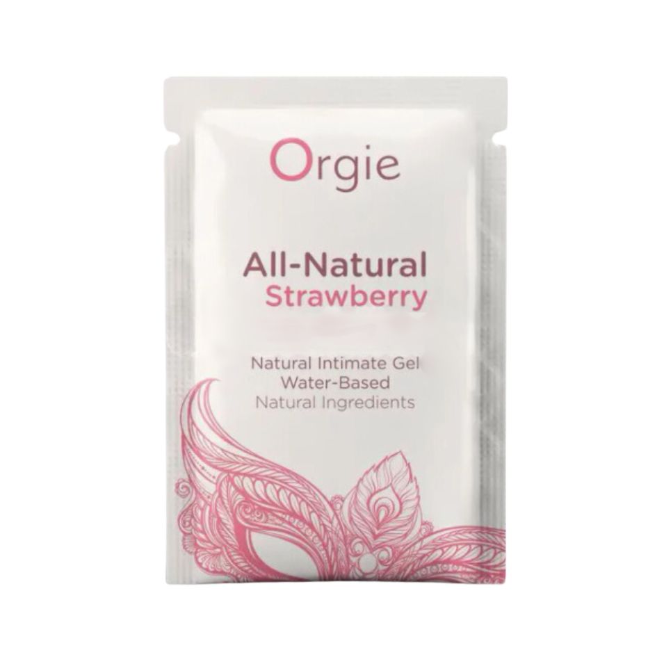 Сашет Лубрикант зі смаком полуниці All Natural Stawberry Orgie, на водній основі, 2 мл